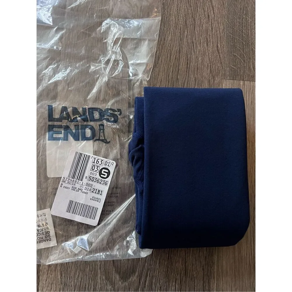 lands End Cozy solid Tight Girl size M Mid Navy